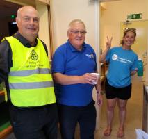 Dunmow Rotarian's on tea & coffee duty at the Dunmow Dourdan Pavilion Feed Stop.